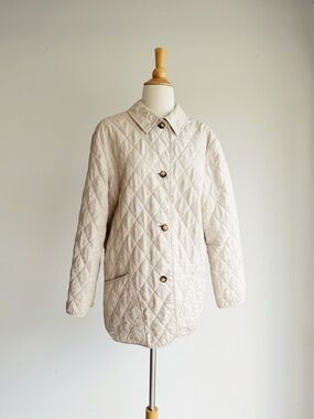 Burberry London Quilted Jacket Nova Check Lined Beige Coat Best Fit Large